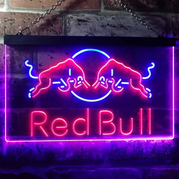 Red Bull Fighting Bulls Dual LED Neon Light Sign